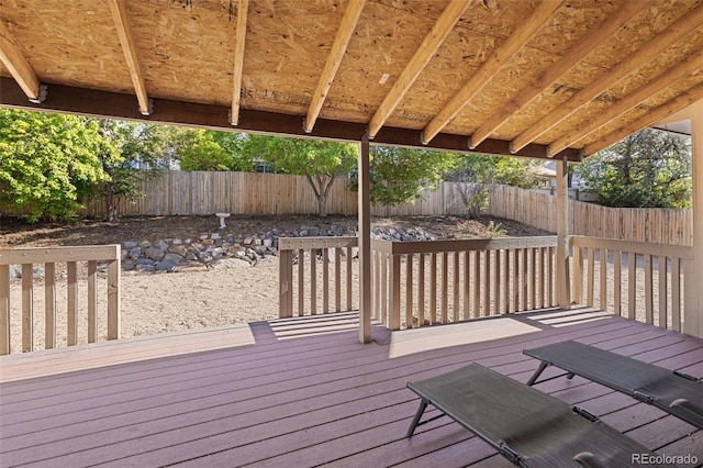 wooden deck featuring a fenced backyard