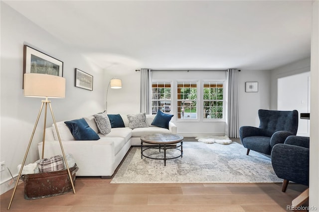 living room featuring light wood-type flooring