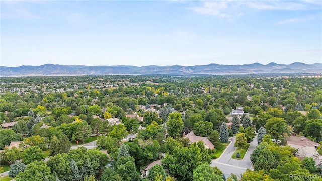 birds eye view of property with a mountain view