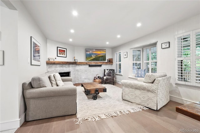 living room with wood-type flooring