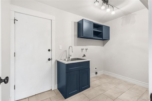 laundry area with washer hookup, sink, cabinets, and hookup for an electric dryer