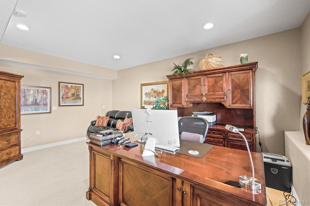 view of carpeted home office