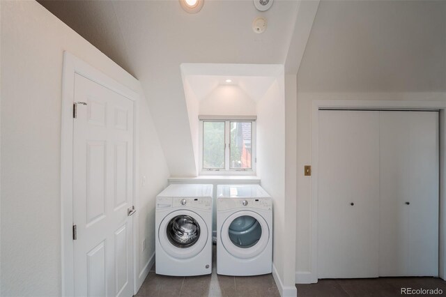 1165 N Pennsylvania St Unit 3B, Denver, CO 80203 - laundry room featuring independent washer and dryer, baseboards, and tile patterned flooring