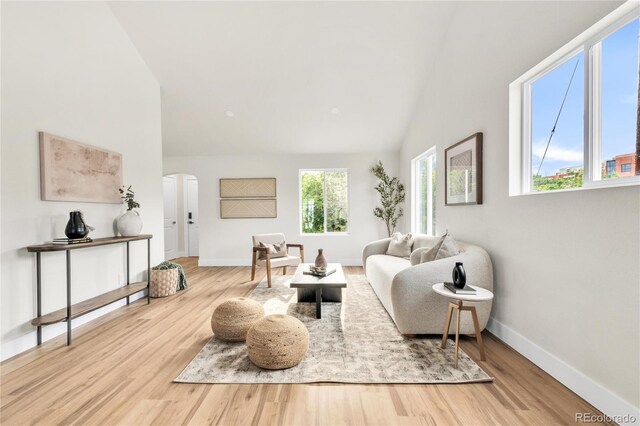 2600 S Downing St, Denver, CO 80210 - living area with arched walkways, wood finished floors, and high vaulted ceiling