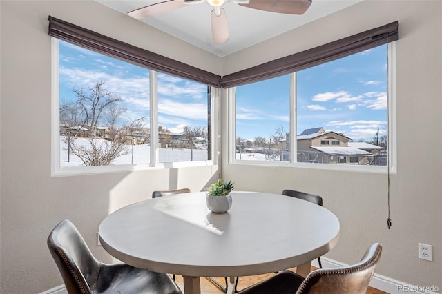 dining area featuring ceiling fan