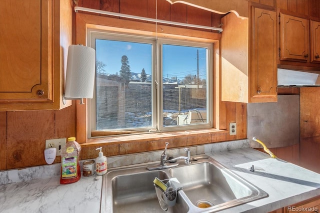 kitchen with decorative backsplash and sink