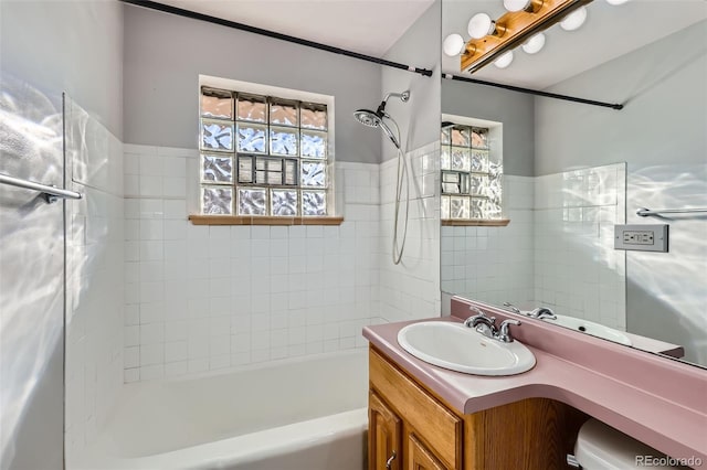 full bath featuring shower / bath combination and vanity