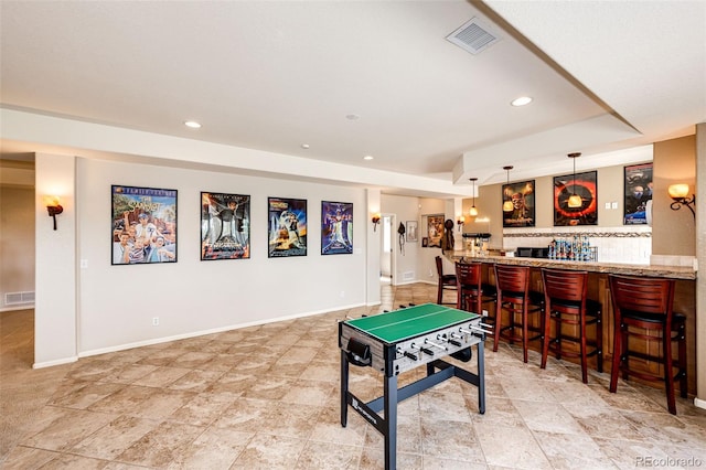 22962 Briar Leaf Ave, Parker, CO 80138 - rec room with wet bar, recessed lighting, and baseboards