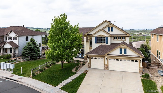22962 Briar Leaf Ave, Parker, CO 80138 - traditional home featuring stucco siding, concrete driveway, and stone siding