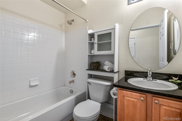 full bathroom featuring vanity, toilet, and shower / bath combination