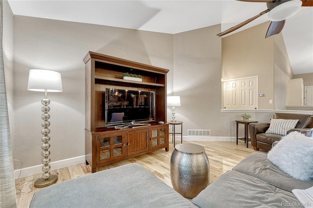 5402 S Queen Way, Littleton, CO 80127 - living room with wood finished floors and ceiling fan
