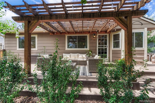 5402 S Queen Way, Littleton, CO 80127 - view of patio / terrace featuring an outdoor hangout area and a pergola