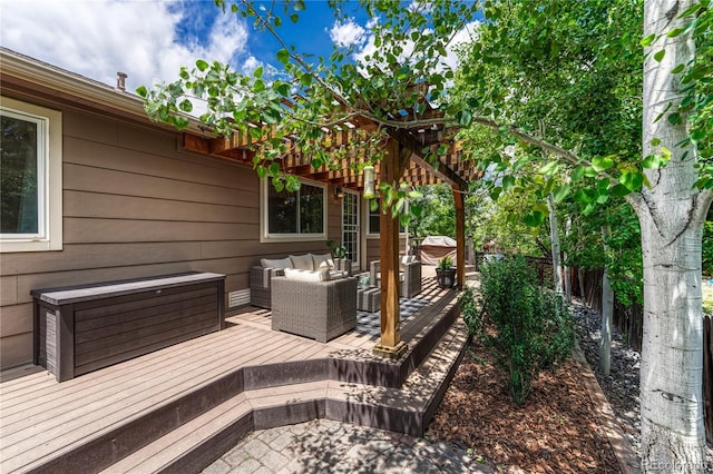 5402 S Queen Way, Littleton, CO 80127 - deck featuring an outdoor hangout area and a pergola