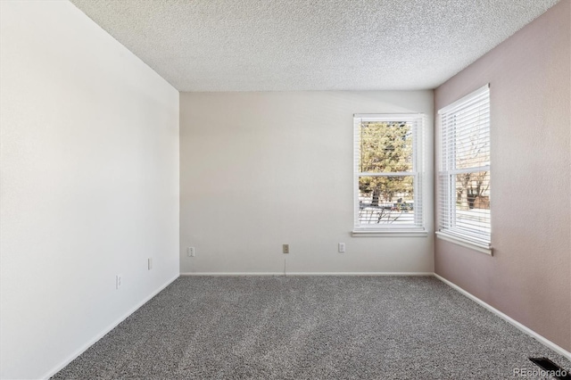 spare room with carpet flooring and a textured ceiling