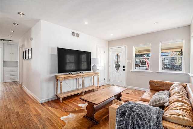 living room with wood-type flooring