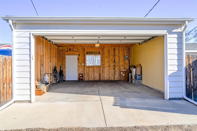 view of garage