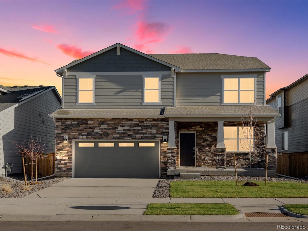 front facade with a garage