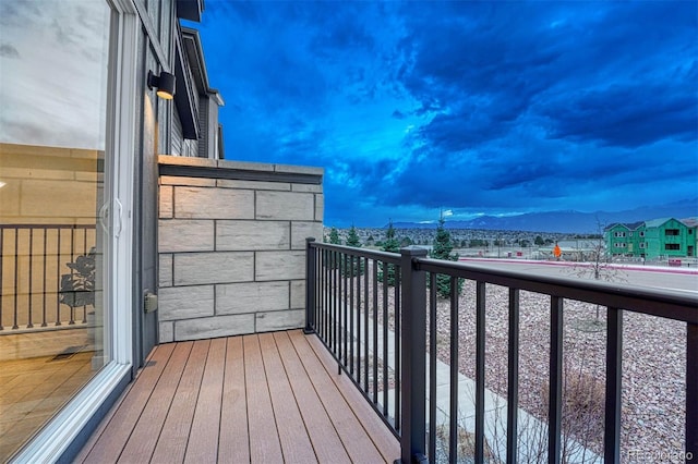 balcony featuring a mountain view