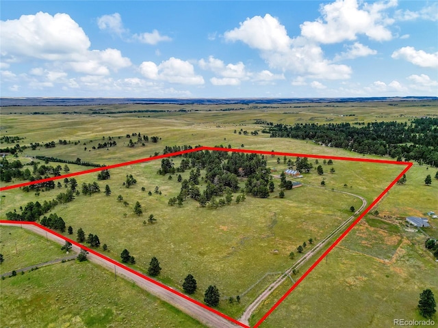 12524 Hilltop Pl, Kiowa, CO 80117 - overview of rural landscape featuring property parcel outlined
