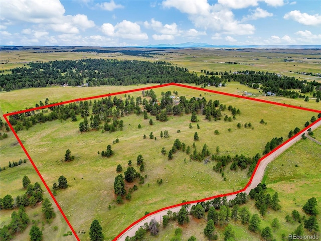 12524 Hilltop Pl, Kiowa, CO 80117 - aerial view of sparsely populated area with property parcel outlined
