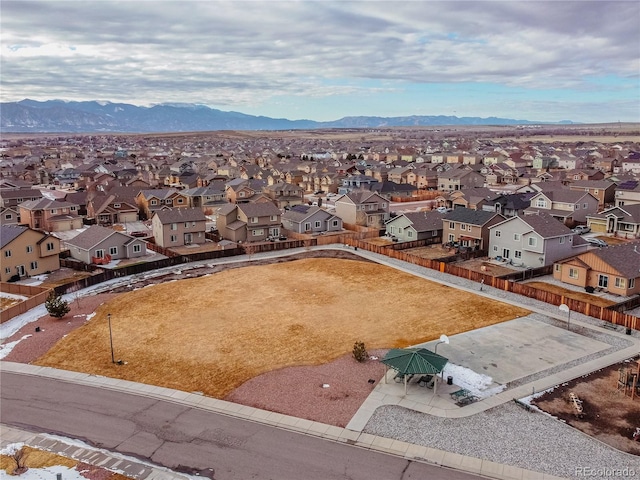 aerial view with a mountain view