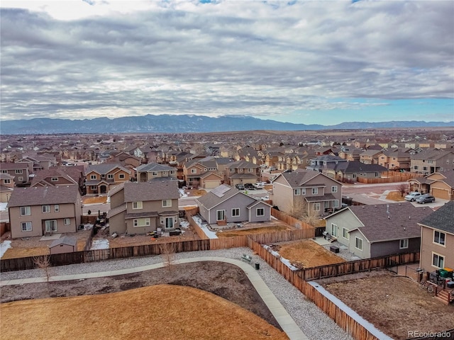 aerial view with a mountain view