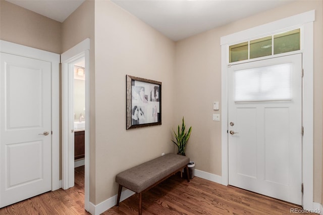 entrance foyer with wood-type flooring