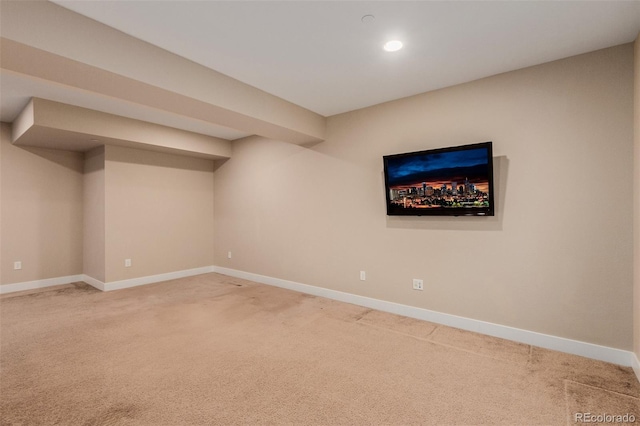 basement with carpet flooring