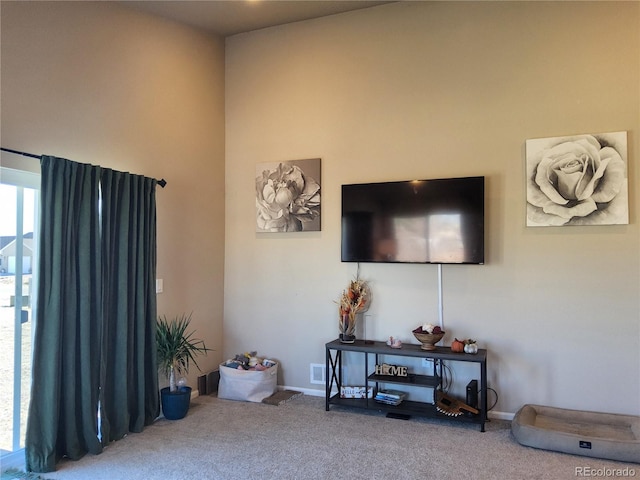 living room featuring carpet flooring