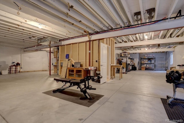 basement with water heater