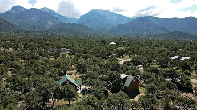 bird's eye view with a mountain view