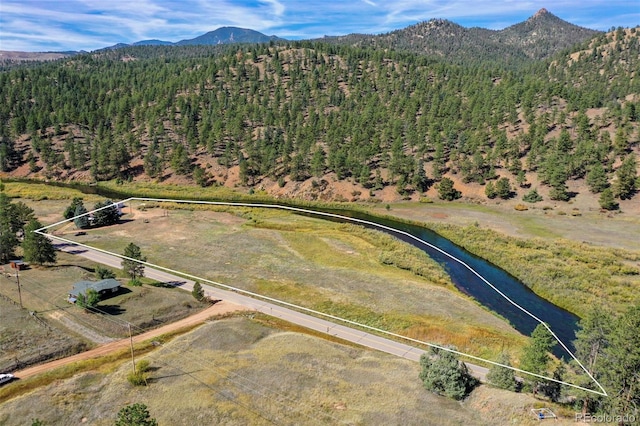 aerial view featuring a mountain view