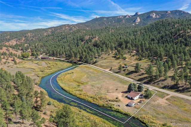 drone / aerial view with a mountain view