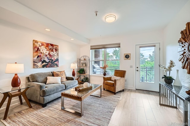 2240 N Clay St Unit 406, Denver, CO 80211 - living area featuring light wood-type flooring and recessed lighting