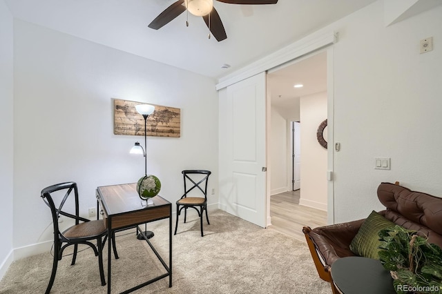 2240 N Clay St Unit 406, Denver, CO 80211 - office area with a ceiling fan, light colored carpet, and baseboards