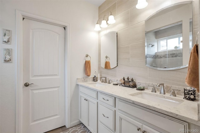 11404 Hannibal St, Commerce City, CO 80022 - full bath with double vanity and a tile shower
