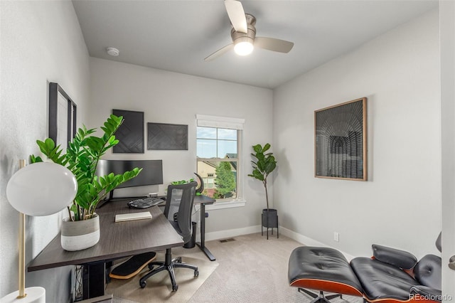 5735 Boston St, Denver, CO 80238 - carpeted office space featuring ceiling fan and baseboards