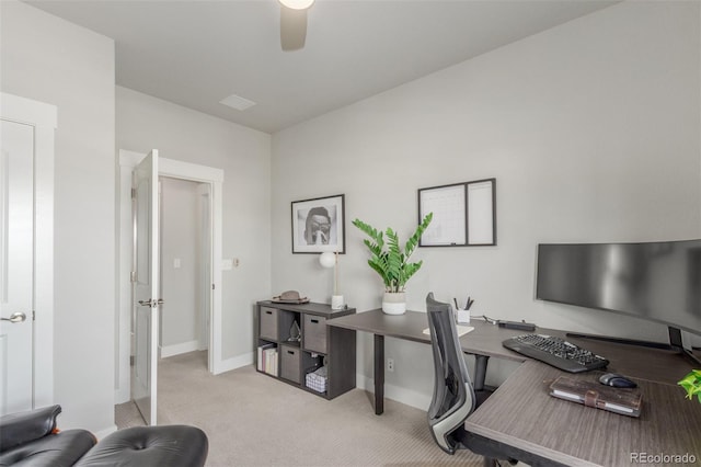 5735 Boston St, Denver, CO 80238 - home office with a ceiling fan and carpet
