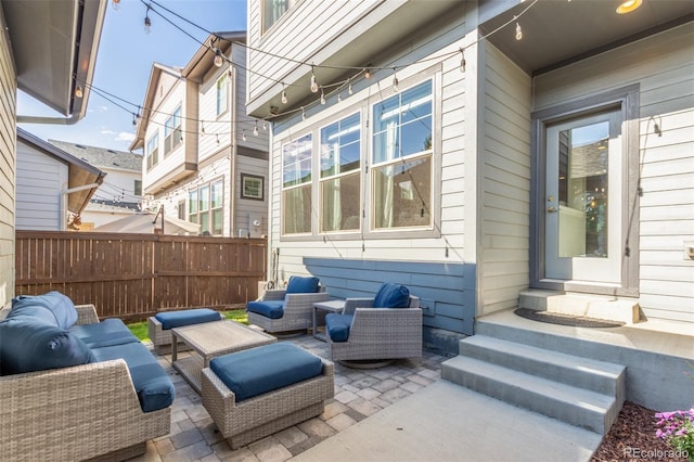 5735 Boston St, Denver, CO 80238 - view of patio with an outdoor hangout area and entry steps