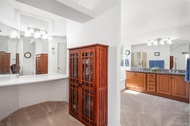 1387 Mcintosh Ave, Broomfield, CO 80020 - bathroom featuring double vanity and a shower with door