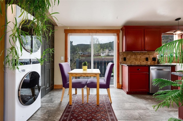 32 Magnum Bonum Dr, Breckenridge, CO 80424 - dining area with washer / dryer and light stone finish flooring
