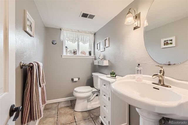6238 S Cherry Cir, Centennial, CO 80121 - half bathroom with visible vents, a sink, tile patterned floors, baseboards, and toilet