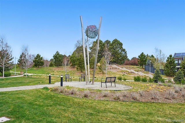 view of property's community with a yard