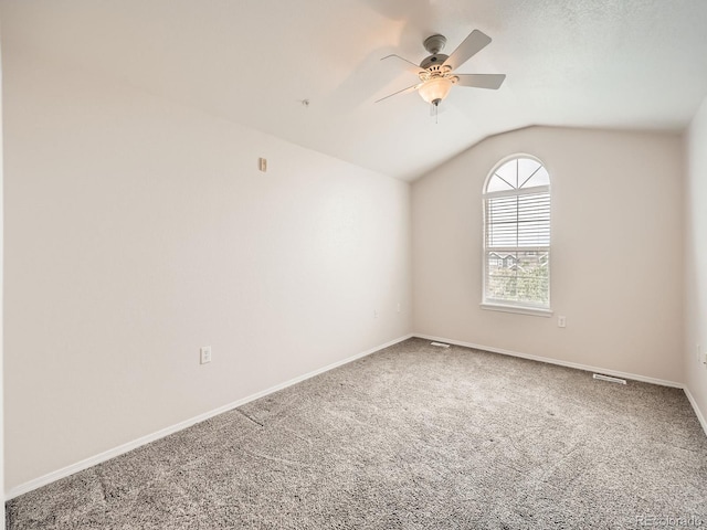 16366 E Fremont Ave Unit 11, Aurora, CO 80016 - carpeted spare room featuring ceiling fan, vaulted ceiling, and baseboards
