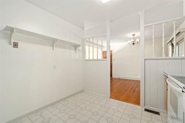 interior space with light hardwood / wood-style flooring and a chandelier