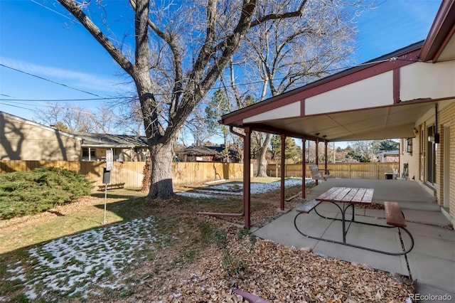 view of yard with a patio area