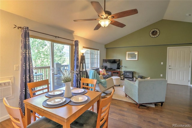 539 River View Dr Unit 1305, New Castle, CO 81647 - dining space with ceiling fan, vaulted ceiling, and wood finished floors