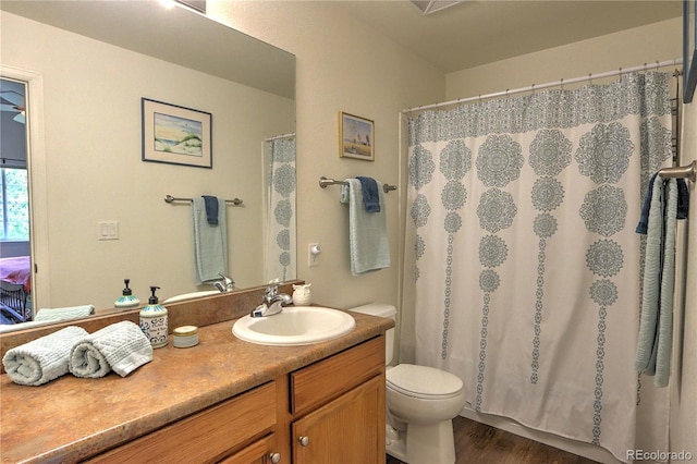 539 River View Dr Unit 1305, New Castle, CO 81647 - bathroom with vanity, wood finished floors, and curtained shower