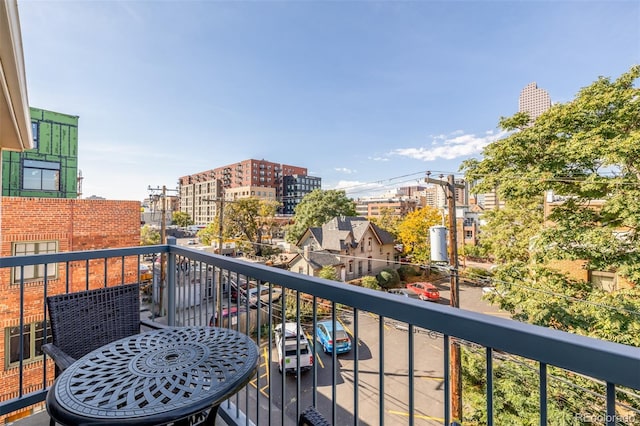 balcony with a view of city