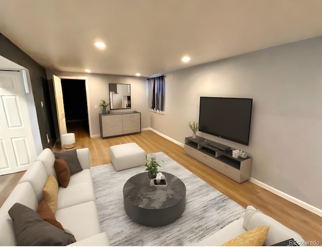 living room featuring light wood-type flooring